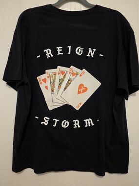 Storm Black Short-Sleeve Tee with Playing Card Graphic